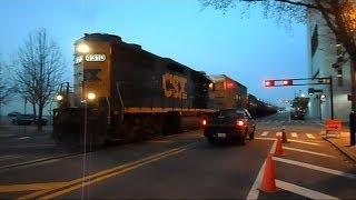 CSX Street Runner Train Shares The Road In The City With Cars [upl. by Llehsram]