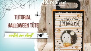 Gespenstertüte  Tutorial mit Stanzschablonen Rub ons  Stempel zu Halloween  Watch me craft [upl. by Reuven744]