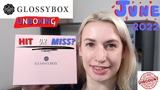 GLOSSYBOX June 2022 UNBOXING amp DISCOUNT CODE [upl. by Mccowyn]