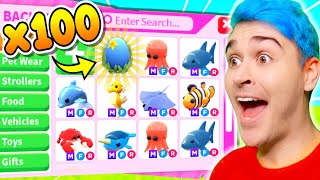 OPENING 100 OCEAN EGGS To Get EVERY MEGA SEA DREAM PET CHALLENGE EXPENSIVE Adopt Me Roblox [upl. by Luht924]