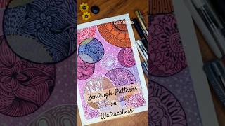 Zentangle Patterns on Watercolour ✨💫 shorts easy short zentangle watercolor meditative [upl. by Niliram]