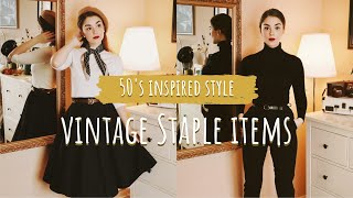 STAPLE ITEMS for a Vintage Inspired Style  Clothing Accessories amp Shoes [upl. by Etac927]