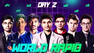 WORLD RAPID AND BLITZ DAY 2  CARLSEN VIDIT PRAGG GUKESH ARJUN NIHAL ANISH IN ACTION [upl. by Myrilla]