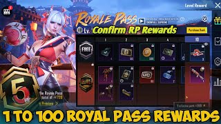 A5 ROYAL PASS  1 TO 100 RP REWARDS  ACE 5 ROYAL PASS LEAKS A5 ROYAL PASS PUBGBGMI [upl. by Allayne]