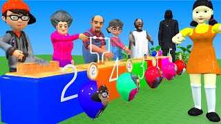 Scary Teacher 3D vs Squid Game Balloon Mask vs Electric Shock 5 Times Loop Challenge Tani Win [upl. by Layod]