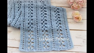 How to Crochet Lacy Summer Scarf with Cotton Yarn Easy Pattern Crochet Video Tutorial [upl. by Elita]