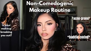 noncomedogenic makeup routine baddie coded for the acne girls [upl. by Eeima]