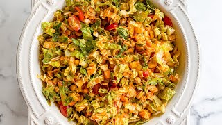 How to Make the TikTokFamous Mediterranean Chopped Salad with Roasted Red Pepper Dressing [upl. by Leoj]