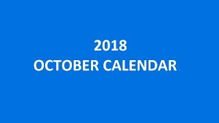 2018 October Calendar Printable Templates Holidays Excel PDF [upl. by Aicittel]