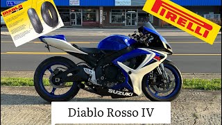 Pirelli Diablo Rosso IV tire review  Gsxr 600 motovlog pirellimoto sportbike [upl. by Johnsten]