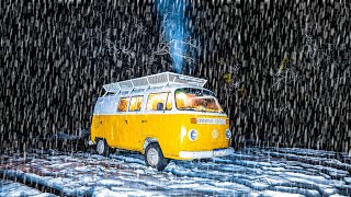 Ice Camping  Van Camping in Rainy and Cold Night [upl. by Honebein]