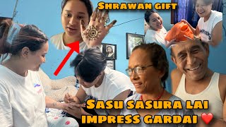 BUDI LAI MEHENDI LAGAIDIYERA SASU SADURA LAI IMPRESS GARDAI 🥹❤️ SHRAWAN GIFT TA DINAI PARYO 🙏 [upl. by Sualocin]