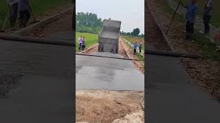 Concrete pouring process from the truck for rural pavement [upl. by Airamalegna104]