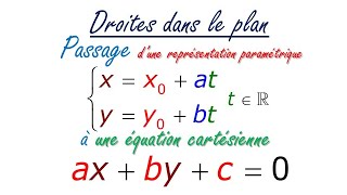 Le passage dune représentation paramétrique à une équation cartésienne [upl. by Hunsinger]