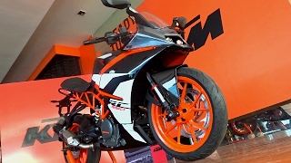 2017 KTM RC 390 First Look Walkaround Review Exhaust Note Whats New [upl. by Chappell407]