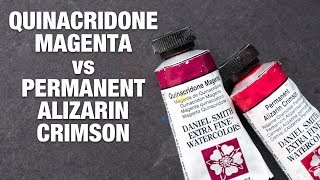 Quinacridone Magenta vs Permanent Alizarin Crimson [upl. by Kolosick]