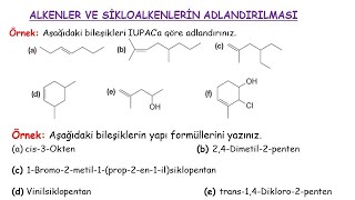 ORGANİK KİMYA  Alkenler ve Sikloalkenlerin Adlandırılması [upl. by Amoakuh594]