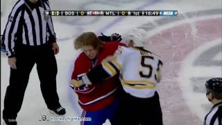 Johnny Boychuk vs Ryan White Mar 8 2011 [upl. by Peltz]