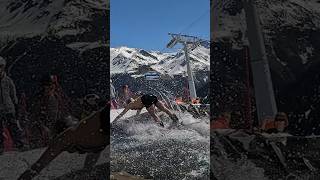 Boys Pond Skim  Water Slide Challenge Grimentz 37 skiing ski switzerland suisse schweiz [upl. by Ytsur720]