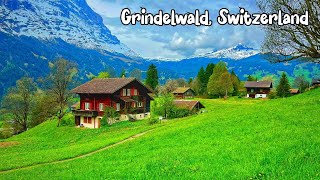 Grindelwald Switzerland walking tour 4K 60fps  The Most Beautiful Villages in Switzerland [upl. by Margherita975]