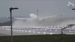 Storm Ciara  British Airways 777 Touch and Go at London Heathrow [upl. by Nunes]