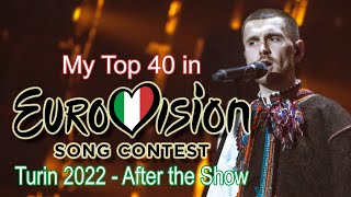 Eurovision 2022  My Top 40 After the Show with comments [upl. by Annair]