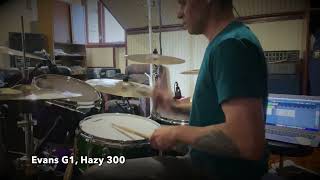 Evans snare drumheads comparison G12 Hazy 500 G1 Hazy 300 [upl. by Annawad]