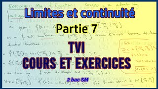 Théorème des valeurs intermédiaires Cours et correction de la série dexercices 2 bac sm [upl. by Landry446]