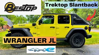 Bestop Trektop Slantback Softtop Wrangler JL Review and Operation [upl. by Anertal238]