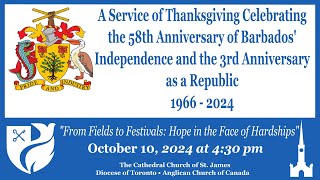 A Service of Thanksgiving Celebrating the 58th Anniversary of Barbados Independence [upl. by Squier]