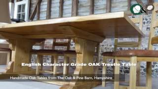 Bespoke Handmade Oak Tables  English Character Grade OAK Trestle Table [upl. by Rosner]