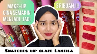 Lameila lip glaze 3Ribuan  Swatches Full Shade  Review [upl. by Ytteb]