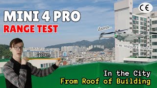 DJI Mini 4 Pro Range Test in the CITY from ROOF OF BUILDING  CE standards [upl. by Akiam]