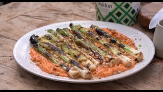 Baby Leeks with Harissa and Lime Yogurt  Everyday BBQ [upl. by Kentiggerma]