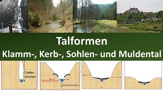 Talformen Klammtal Kerbtal Sohlental Muldental Canyon  Erdkunde Mittelstufe [upl. by Yuh]