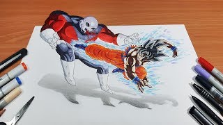 SPECIAL 500K  Drawing Goku Vs Jiren  Semi 3D Illusion [upl. by Ahsoik]