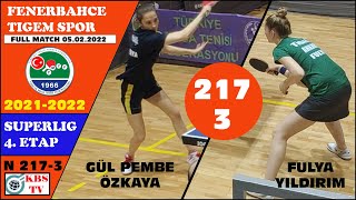 GÜLPEMBE ÖZKAYA  FULYA YILDIRIM FENERBAHÇE  TİGEMSPOR SÜPERLİG 20212022 SEZONU 4 ETAP MAÇ 3 [upl. by Hort]