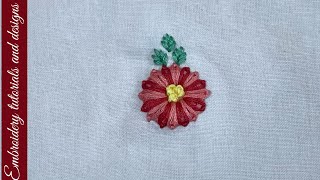 Raised lazy daisy flower  stitch play with lazy daisy stitch flowerembroidery embroiderydesigns [upl. by Suired]