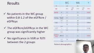 496 Comparison between estimates renal function by serum creatinine and cystatin C for patients [upl. by Kehoe800]