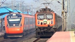 🔥 130 KMPH Premium Train at High Speed  Vande Bharat King of Indian Railways  Indian Train Video [upl. by Attenyw26]