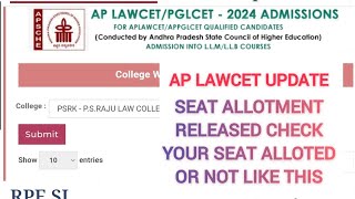 Ap lawcet update Seat allotment Released check Your seat alloted Or not like this [upl. by Rap]