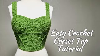 Easy Cochet Corset Top Tutorial  Crochet Crop Top [upl. by Etram]