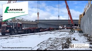 Lafarge Precast Edmonton Concrete Bridge Girder Installation Alberta Shipped amp Unloaded [upl. by Ecnerewal195]