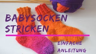 EINFACHE BABYSOCKEN stricken  Ausführliche Anleitung  06 Monate [upl. by Atoked405]