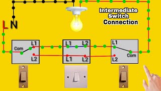 Intermediate Switch Wiring Connection  4 Way Switch Wiring Connection Diagram  Its Electrical [upl. by Pirozzo]