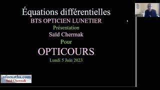 BTS OPTICIEN LUNETIER CORRIGÉS ANNALES ÉQUATIONS DIFFÉRENTIELLES [upl. by Huntley83]