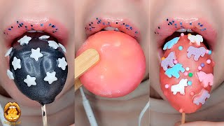 ASMR Satisfying Eating Sounds Gummy Balls Little Moon Mochi  Frozen Boba Mukbang 먹방 [upl. by Valonia]