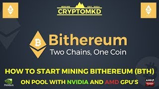 How to start mining Bithereum BTH on pool with NVIDIA and AMD GPUs [upl. by Ilagam]