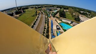 Tallest Waterslide in France 33 m Wave Island  Le Géant [upl. by Orvie613]