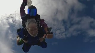 98yearold WWII veteran skydives to create memories for greatgrandchildren [upl. by Rubio183]